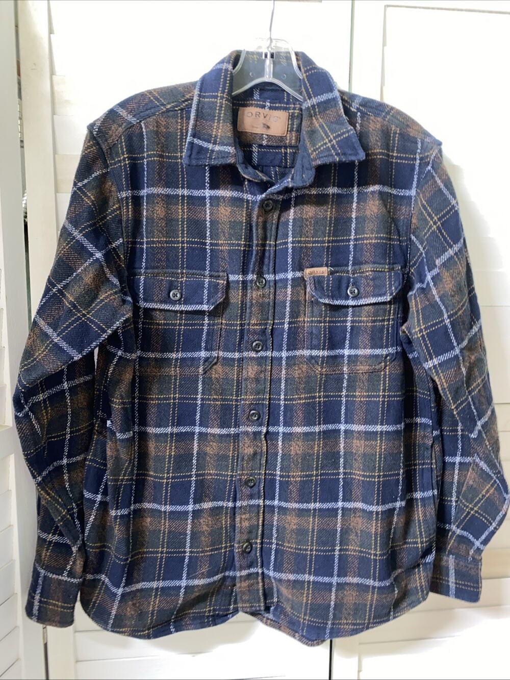 Orvis Classic Collection Plaid Flannel Shirt Jacket Shacket Pockets Men’s Small2